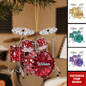 Personalized Drum Set Christmas Ornament, Custom Name Drummer Ornament