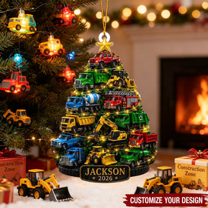Custom Truck Kid Ornament, Custom Name Kids Ornament,Truck Kids Christmas Tree Ornament