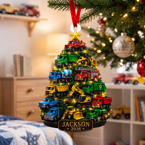 Custom Truck Kid Ornament, Custom Name Kids Ornament,Truck Kids Christmas Tree Ornament
