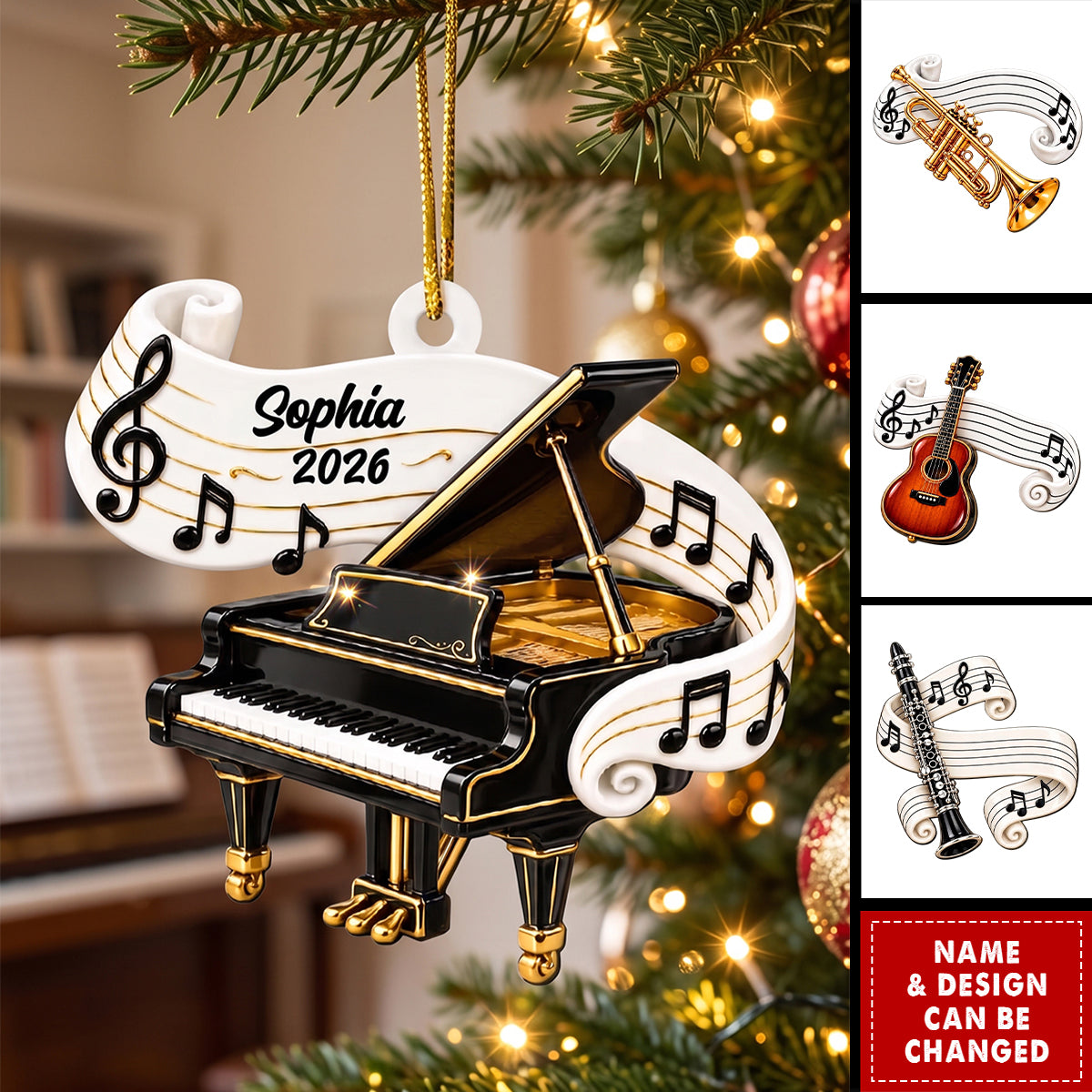 Classic Music Instrument Gift For Band Student, Music Teacher - Personalized Ornament