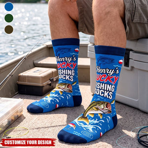 Custom Crew Socks - Personalized Birthday Fishing Gifts For Fisherman - Just Keep Reeling