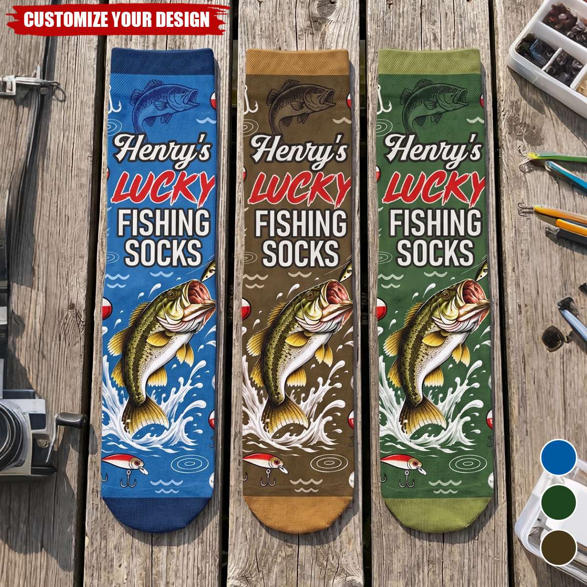 Custom Crew Socks - Personalized Birthday Fishing Gifts For Fisherman - Just Keep Reeling
