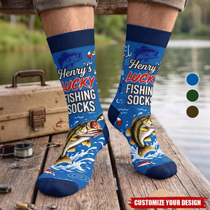 Custom Crew Socks - Personalized Birthday Fishing Gifts For Fisherman - Just Keep Reeling