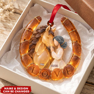Attuned Horse Girl Sea Glass Effect Ornament, Personalized Gifts For Horse Lovers