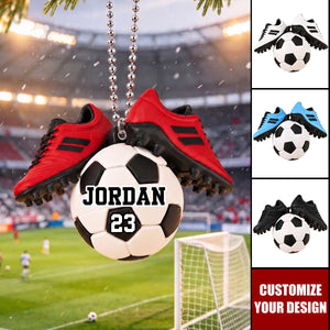 Soccer Ball Custom Name & Number - Personalized Ornament - Gift For Soccer Lovers