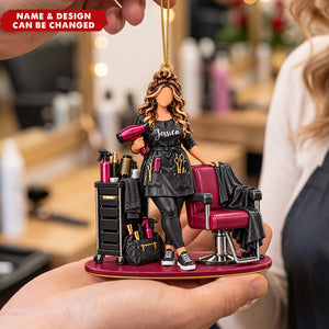 Personalized Hair Stylist Christmas Ornament, Custom Name Hairdresser Gift