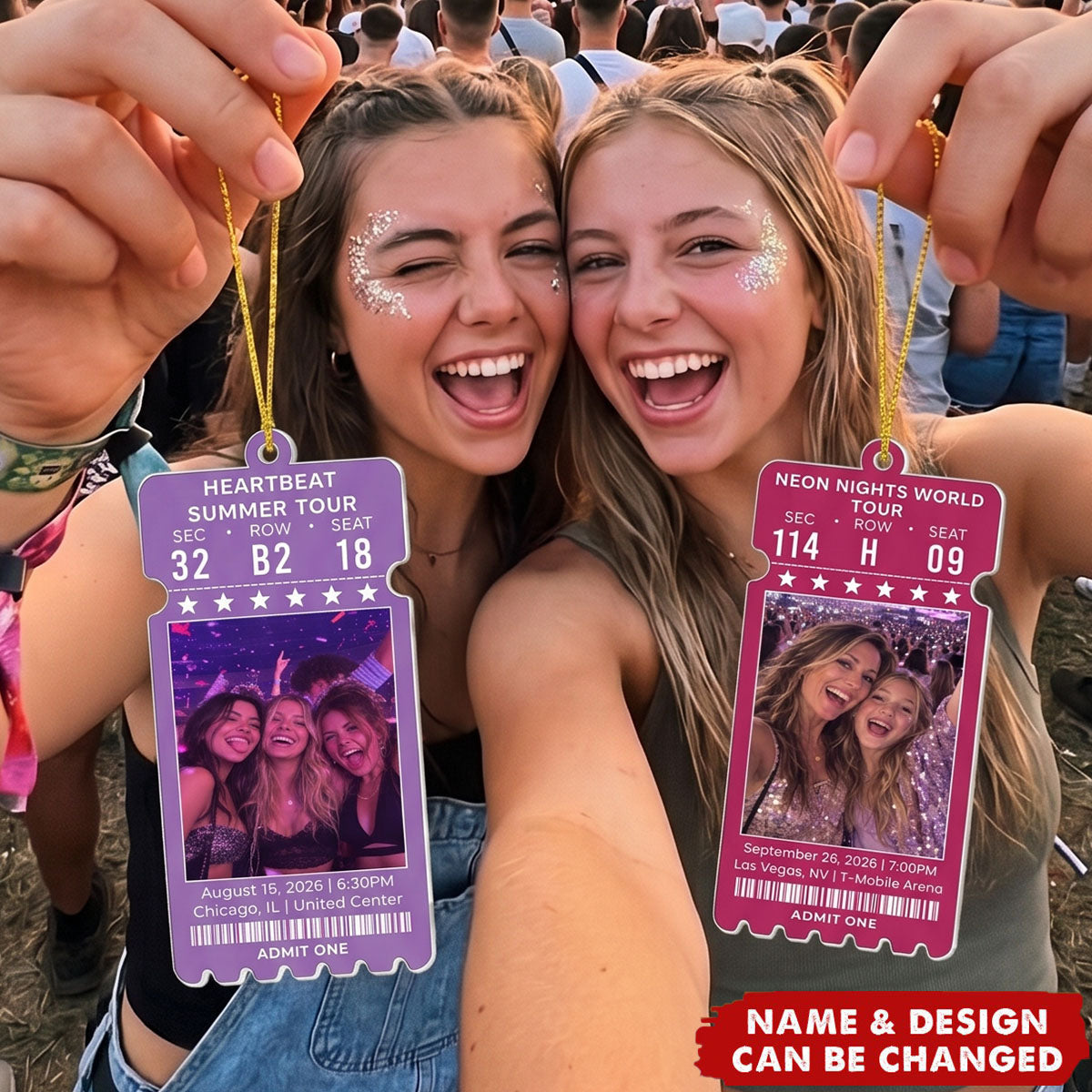 Custom Concert Ticket With Photo Music Event For Fans, Music Lovers - Personalized Ornament