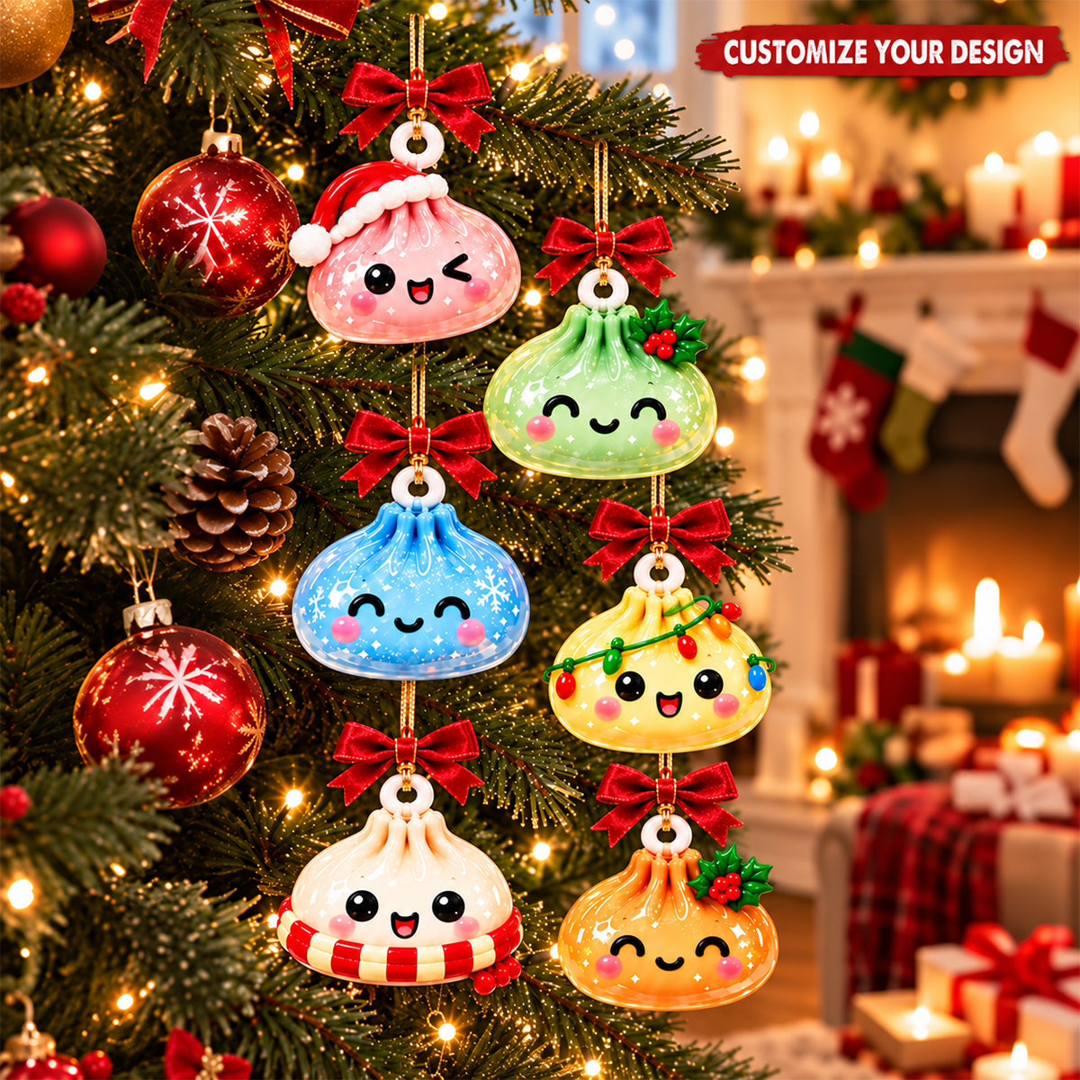 Personalized Dumpling Advent Calendar 2026, 24 Mini Christmas Countdown ornaments