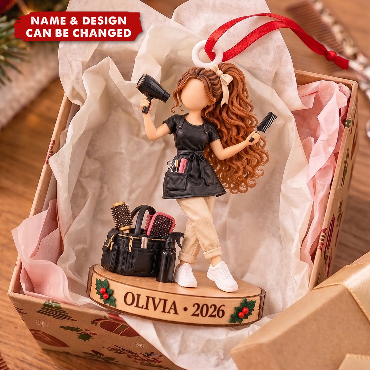 Personalized Hairstylist Ornament, Custom Hairdresser Tree Decor, Salon Owner Gift 2026