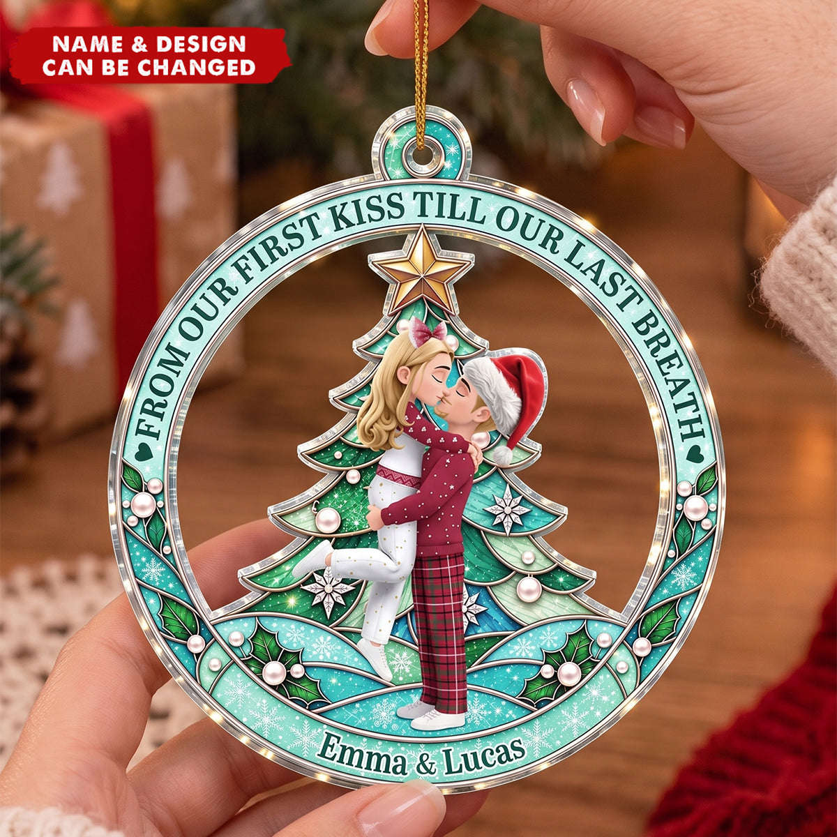Christmas Gift For Couple - Personalized From Our First Kiss Ornament