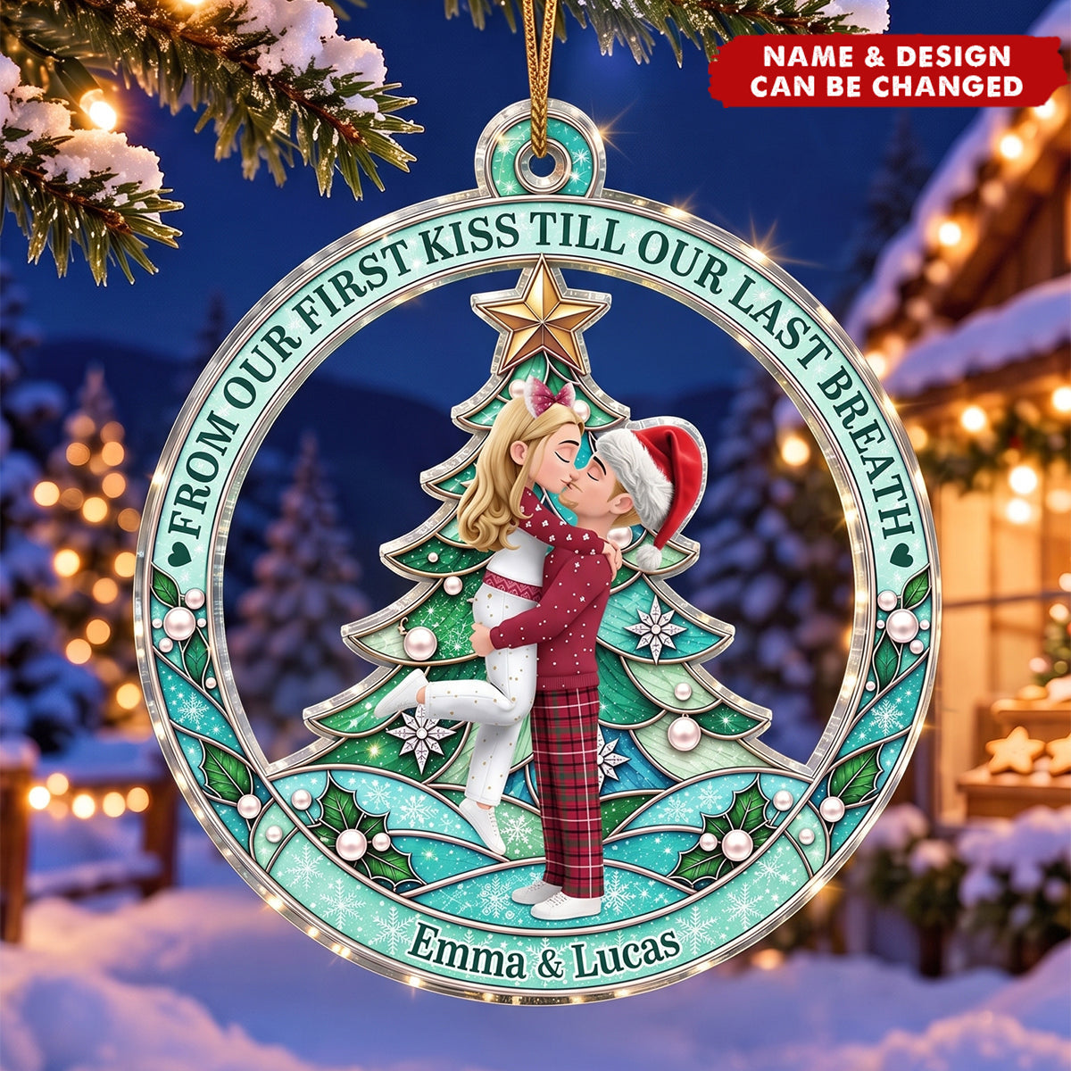 Christmas Gift For Couple - Personalized From Our First Kiss Ornament