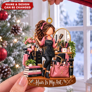 Custom Christmas Ornament Hairstylist Decor, Hair Is My Art Hairdresser Barber Tools
