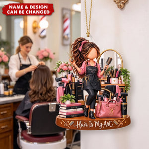 Custom Christmas Ornament Hairstylist Decor, Hair Is My Art Hairdresser Barber Tools