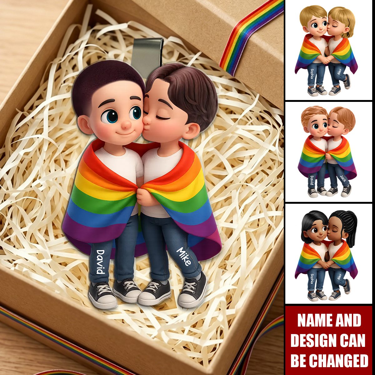 Pride Month LGBT Couple Love Is Love Personalized Acrylic Visor Clip