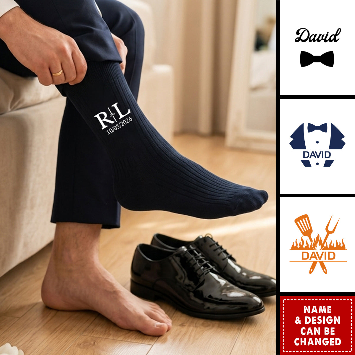 Personalized Monogram, Initial Name For Him, Husband, Son, Groomsmen - Personalized Socks