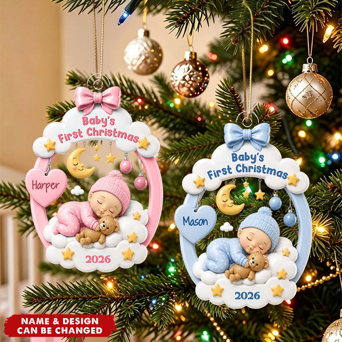 Baby’s First Christmas Sleeping Baby – Personalized Acrylic Ornament - Christmas Keepsake