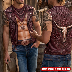 Custom Cowboy Warrior T-shirt - Personalized Birthday Gifts For Husband, Son, Grandson, Yourself - Cowboy Six Pack