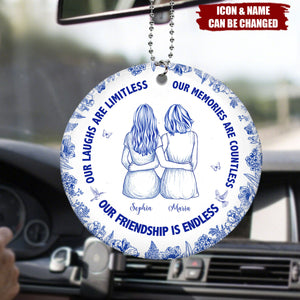 Our Laughs Are Limitless Our Friendship Is Endless Toile De Jouy - Personalized Ceramic Ornament