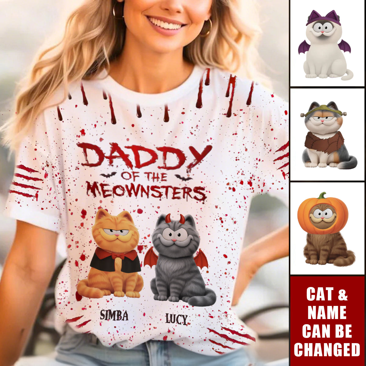 Custom Unisex T-shirt - Halloween Birthday Gifts For Cat Lovers, Cat Mom And Dad - Living That Meownster Mom Life