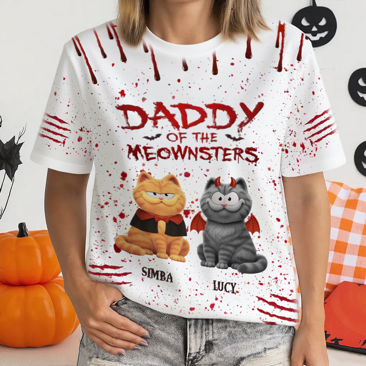 Custom Unisex T-shirt - Halloween Birthday Gifts For Cat Lovers, Cat Mom And Dad - Living That Meownster Mom Life