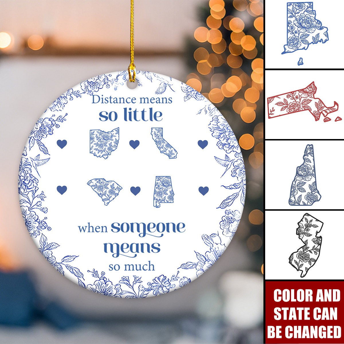 A Gift of Togetherness for Long Distance Family, Friends - Personalized Family Ornament