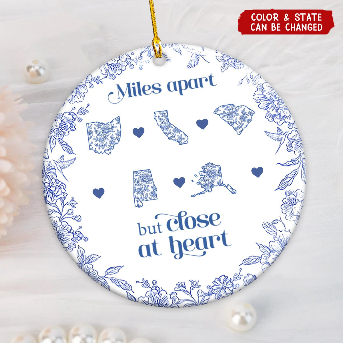 A Gift of Togetherness for Long Distance Family, Friends - Personalized Family Ornament