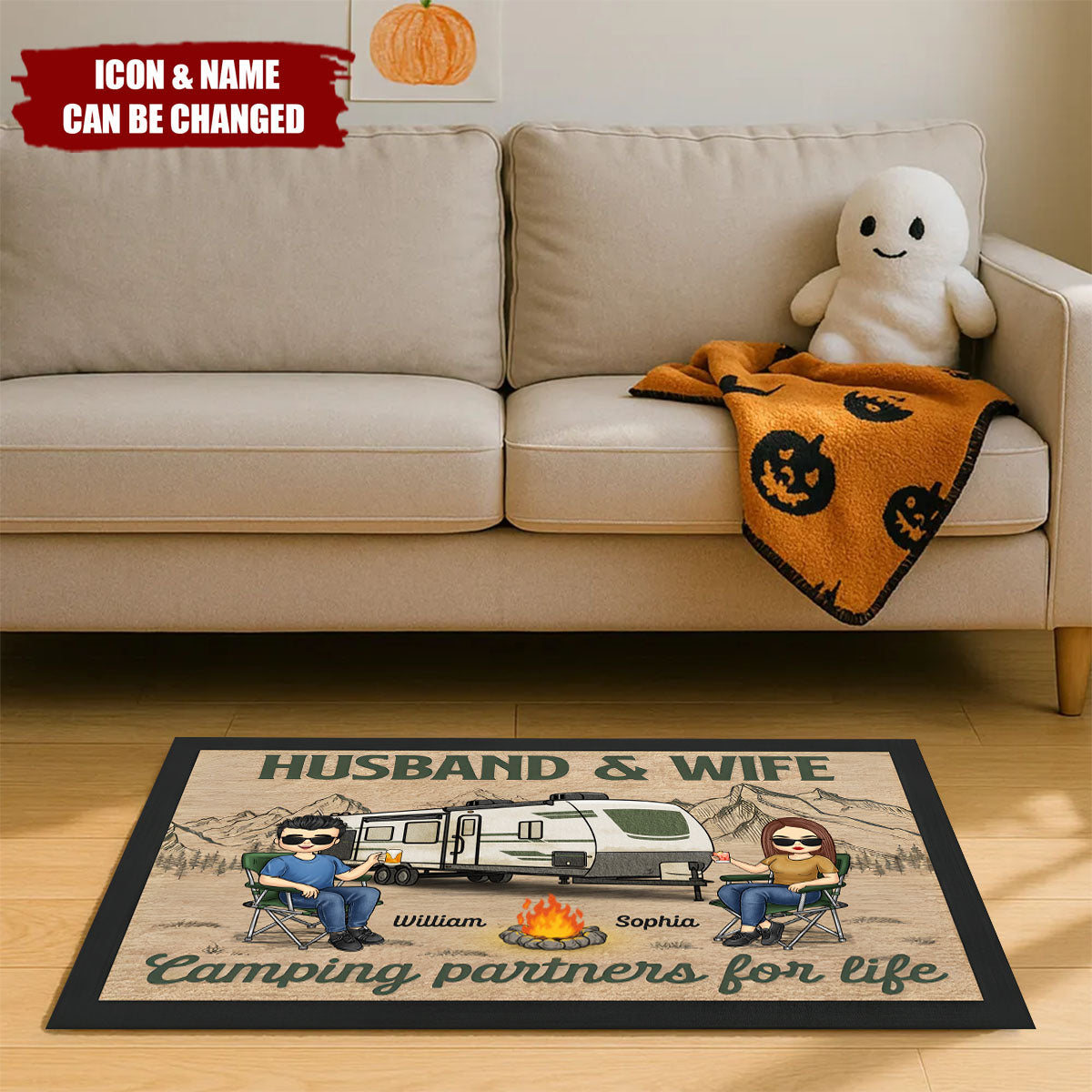 Husband And Wife, Camping Partners For Life - Camping Personalized  Home Decor Decorative Mat - Gift For Camping Lovers