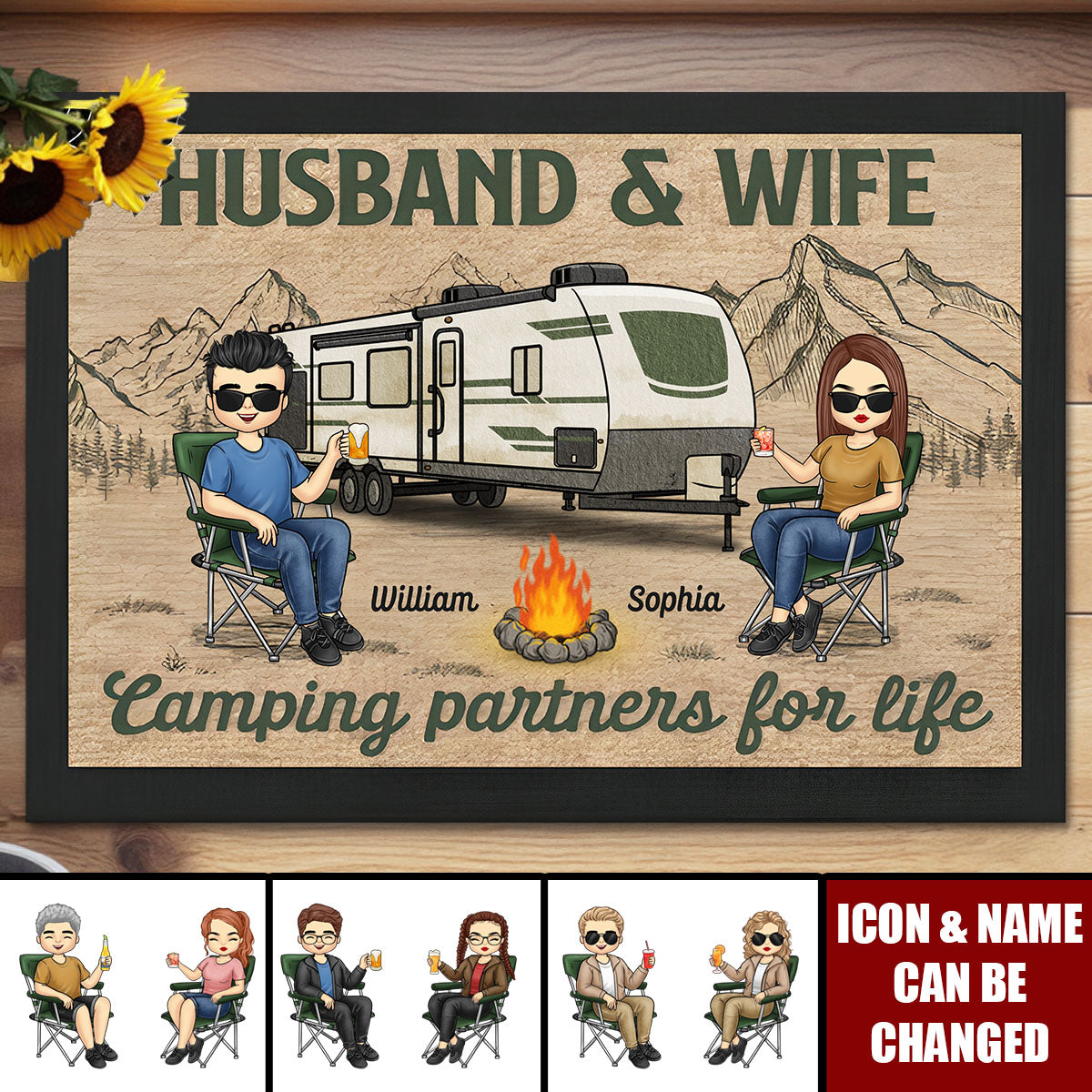 Husband And Wife, Camping Partners For Life - Camping Personalized  Home Decor Decorative Mat - Gift For Camping Lovers