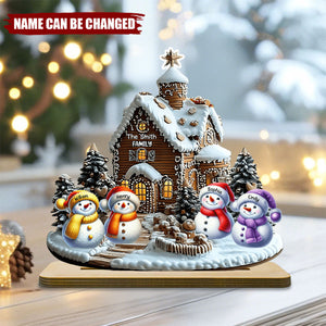 Merry Christmas Snowman - Personalized Family 1 Layered Big Freestanding