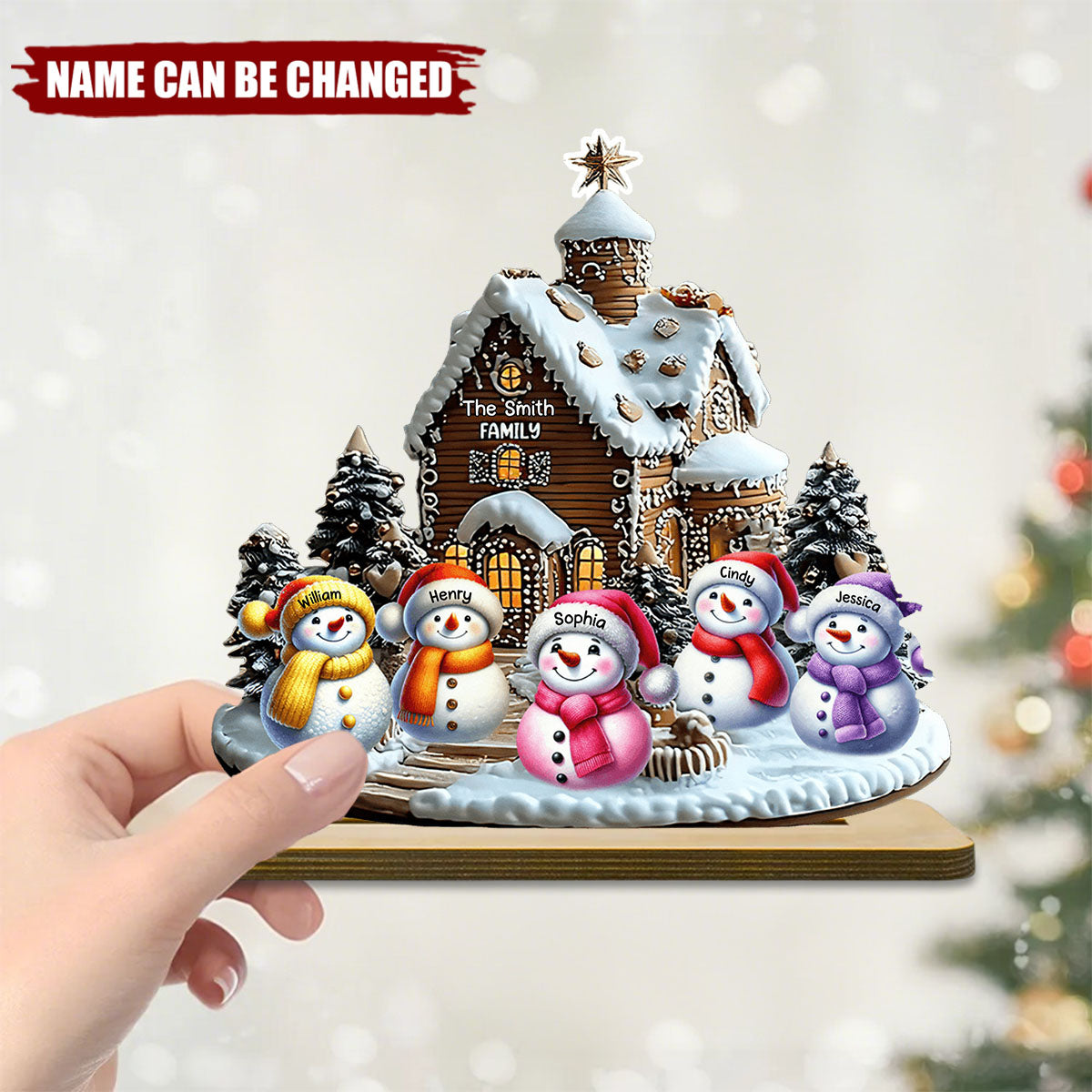 Merry Christmas Snowman - Personalized Family 1 Layered Big Freestanding