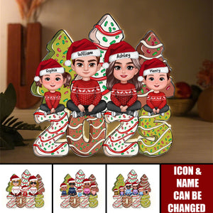 Christmas Tree Cake Family Personalized LED Light Box