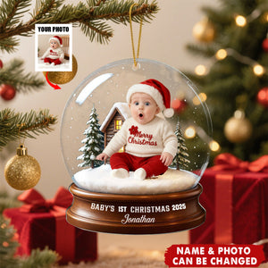 Baby Christmas With Santa Suit - Personalized Acrylic Ornament