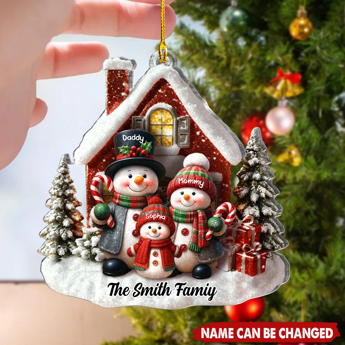 Personalized Acrylic Ornament - Christmas Birthday Gifts For Mom, Dad, Kids - Hearts Stay Together