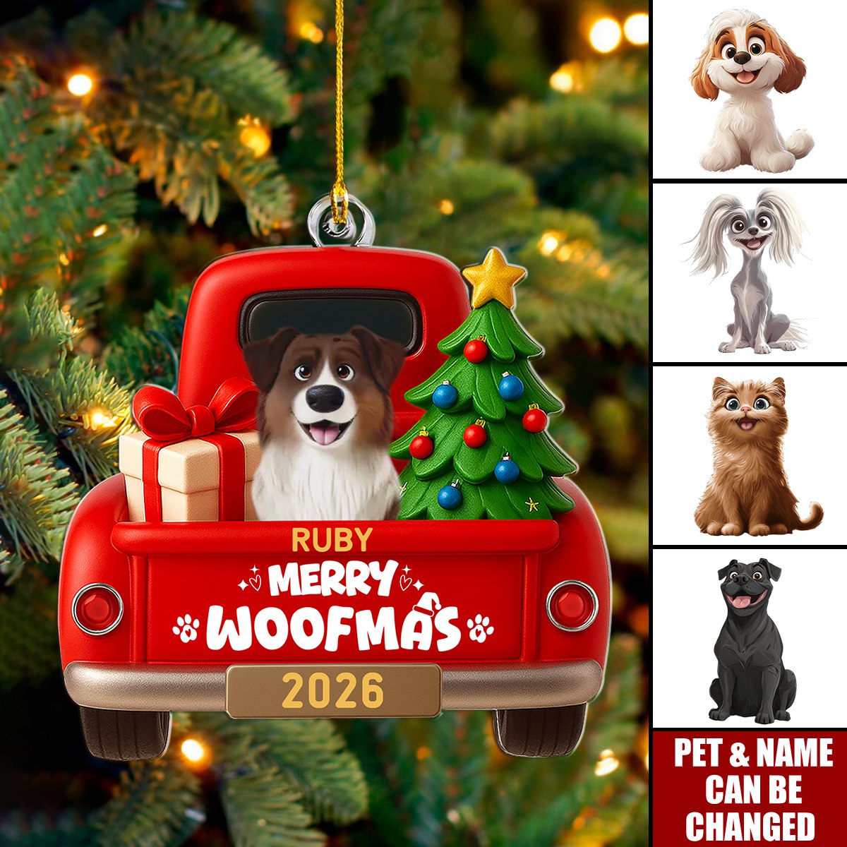 Merry Christmas Pet Lovers - Personalized Acrylic Ornament