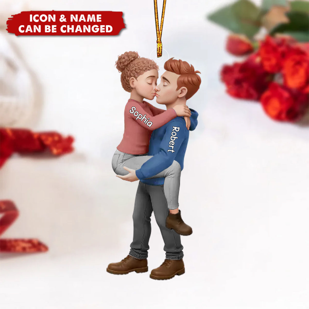 Personalized Romantic Kissing Couple Acrylic Ornament -Anniversary Wedding Gifts For Husband And Wife - Love In Every Piece