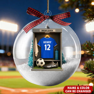 Soccer Jersey Dream Locker - Personalized Snow Globe Ornament - Christmas Gift for Sons, Grandsons, Boyfriends