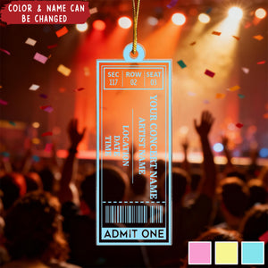 Favorite Music Concert Ticket - Personalized Acrylic Ornament - Christmas Gift For Music Lovers