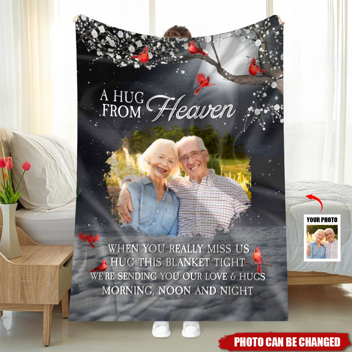 A Hug From Heaven - Personalized Memory Photo Blanket