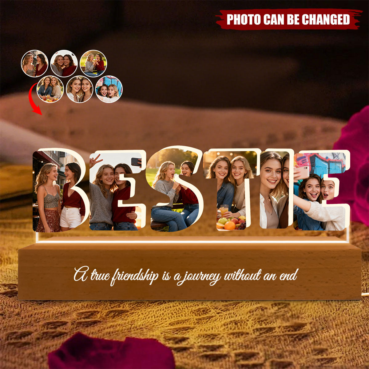 Custom Friendship Photo Collage - Personalized Photo LED Night Light