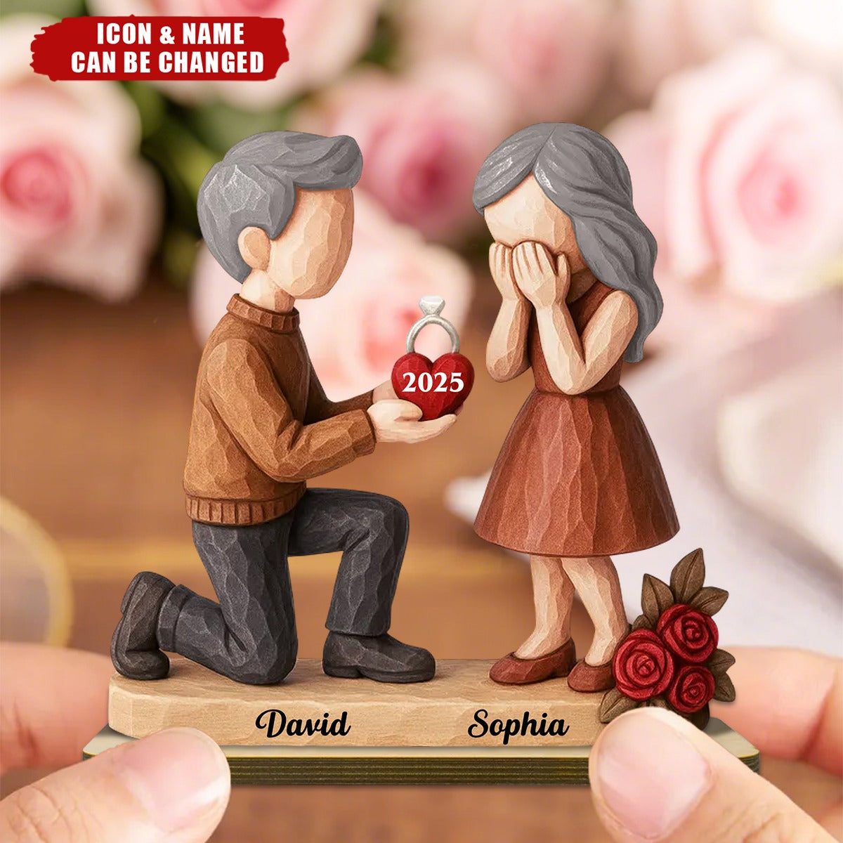 Couple Marriage Proposal - Personalized Wooden Plaque - Newly Engaged Gift, "She Said Yes!", Just Engaged Gifts for Couples