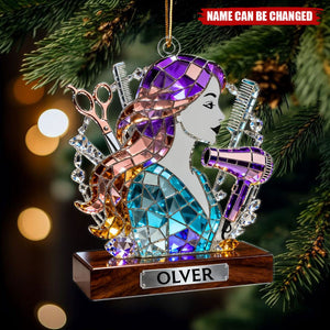 Hair Stylist Ornament Personalized, Hairdresser Christmas Tree Decor,  Salon Gift, Barber Hairstylist Ornament for Women