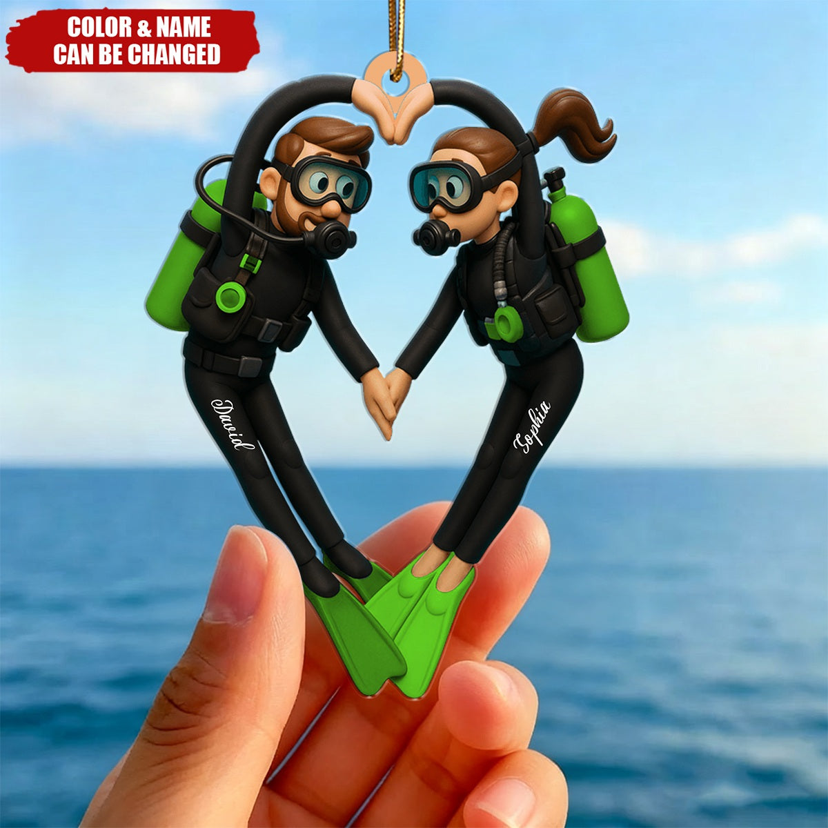 Diving Couple Home Decor, Christmas Ornament, Personalized Ornament