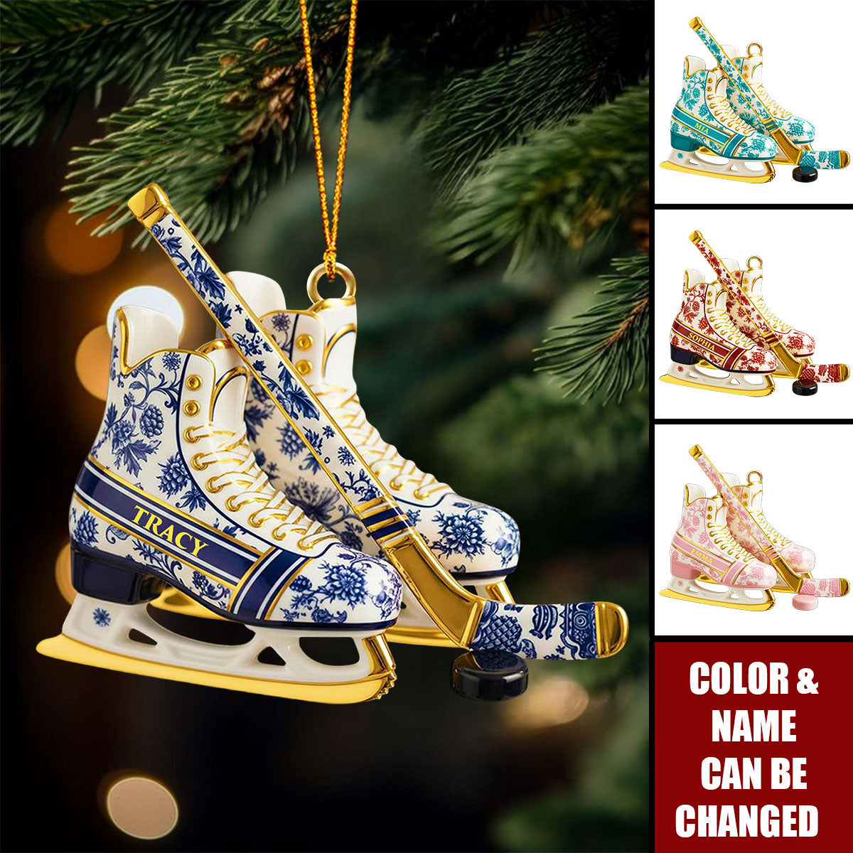 Classic Ice Hockey Ornament Personalized Christmas Gifts
