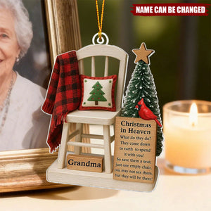 Christmas In Heaven Save A Seat - Personalized Acrylic Ornament - Christmas Memorial Keepsake For Family