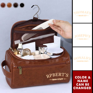 Man Stuff - Personalized Leather Toiletry Bag