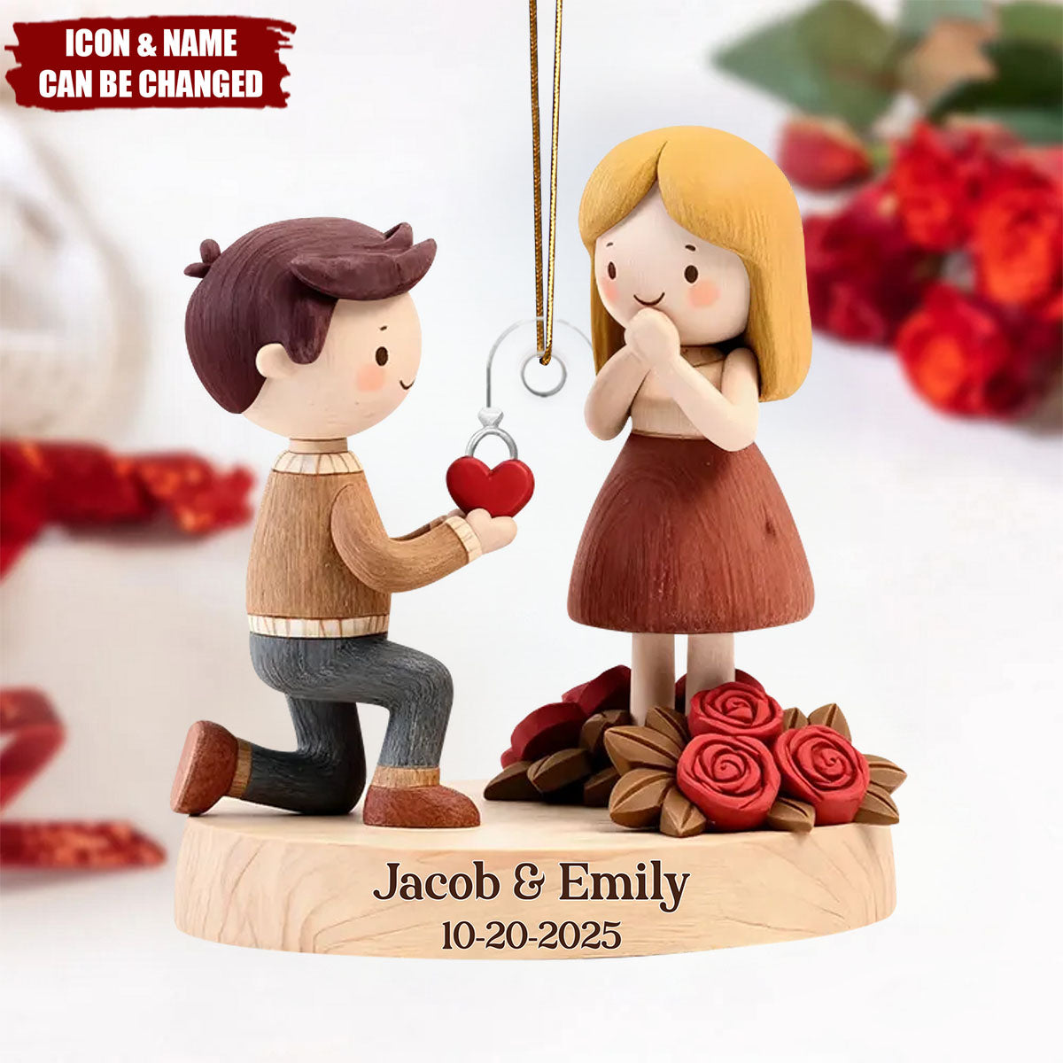 Couple Marriage Proposal Engagement 2025 - Personalized Acrylic Ornament - She Said Yes Keepsake