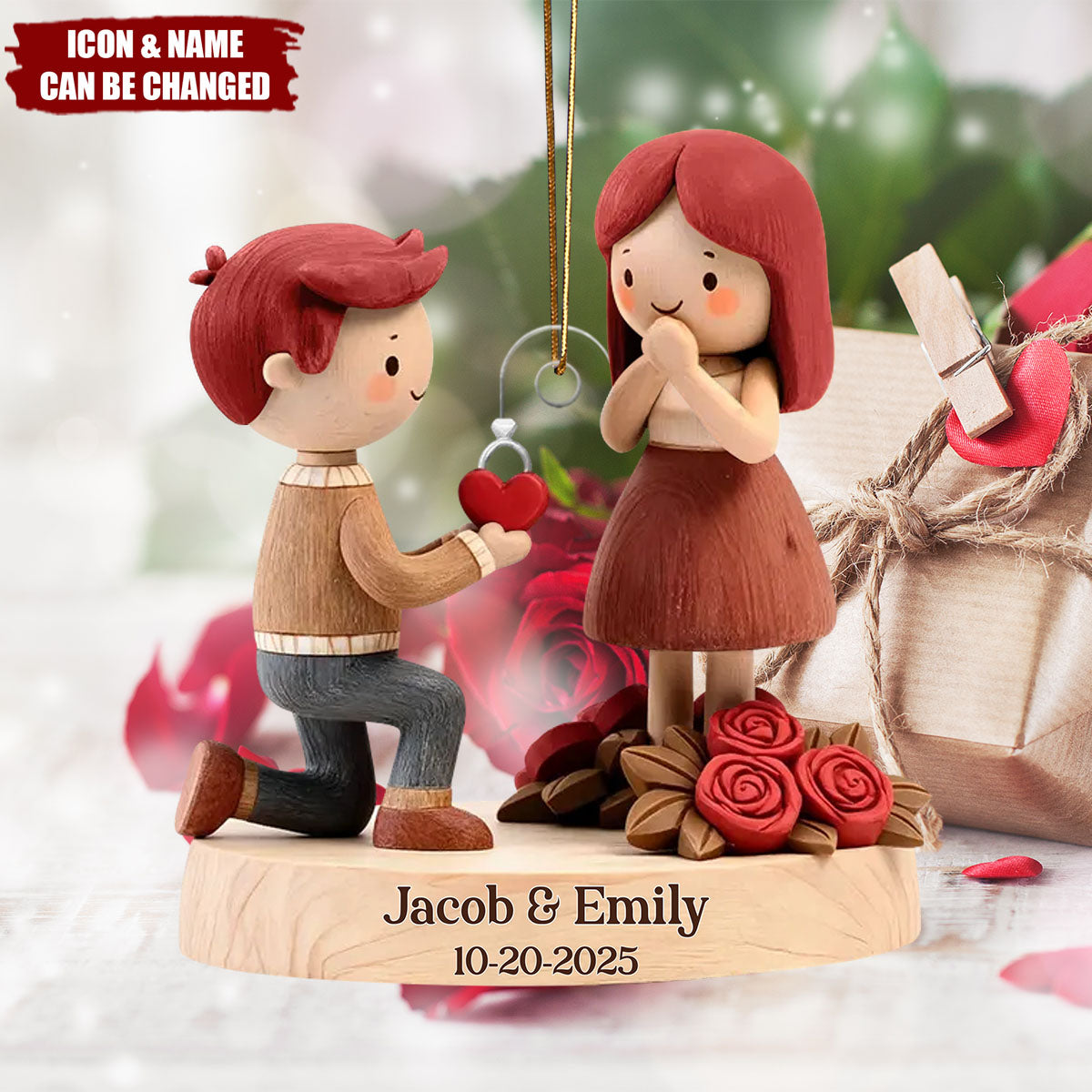Couple Marriage Proposal Engagement 2025 - Personalized Acrylic Ornament - She Said Yes Keepsake