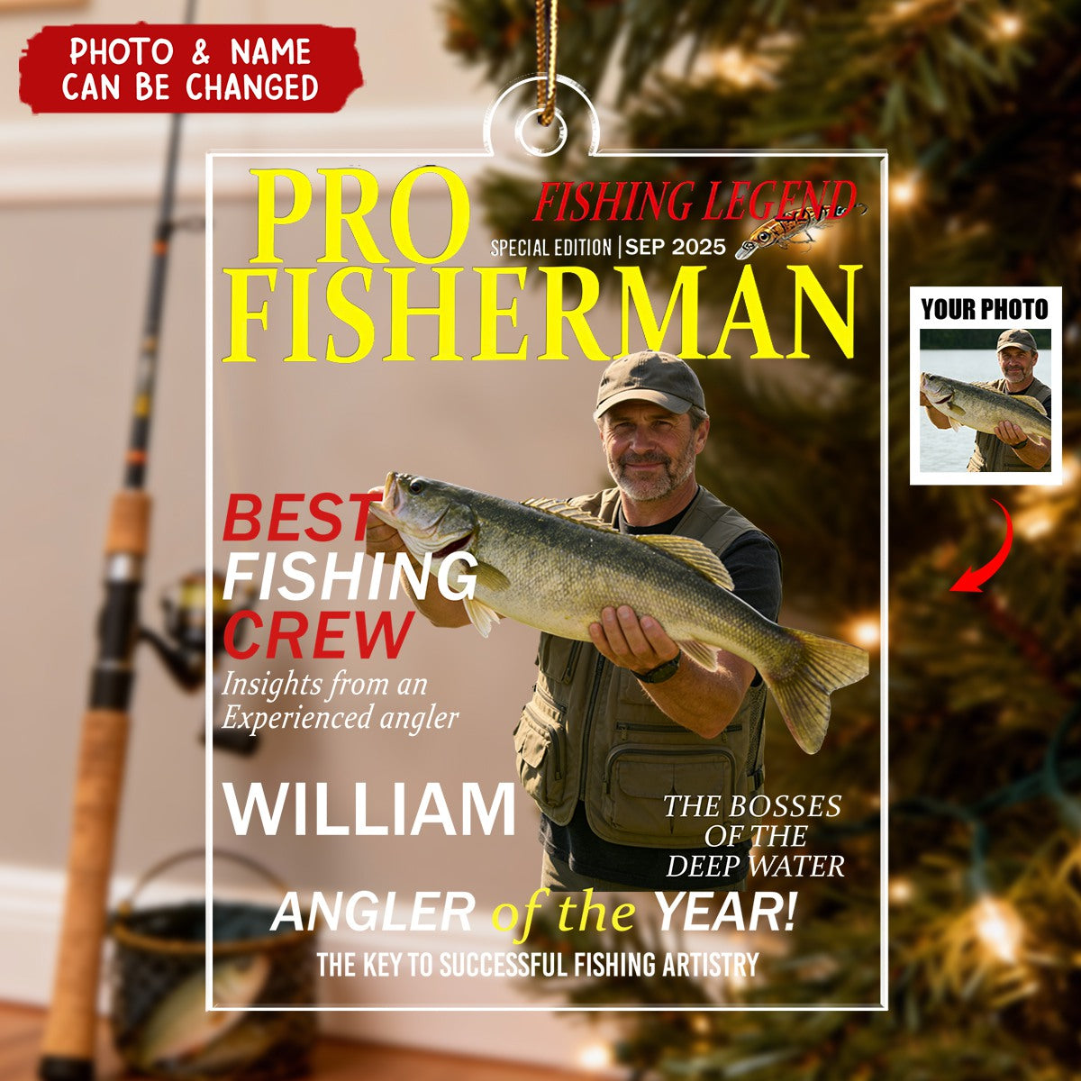 Fisherman Of The Year! - Personalized Acrylic Photo Ornament