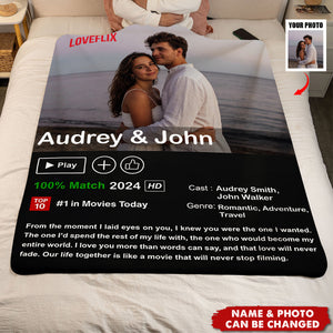 Couples Loveflix Movie Poster - Personalized Photo Blanket