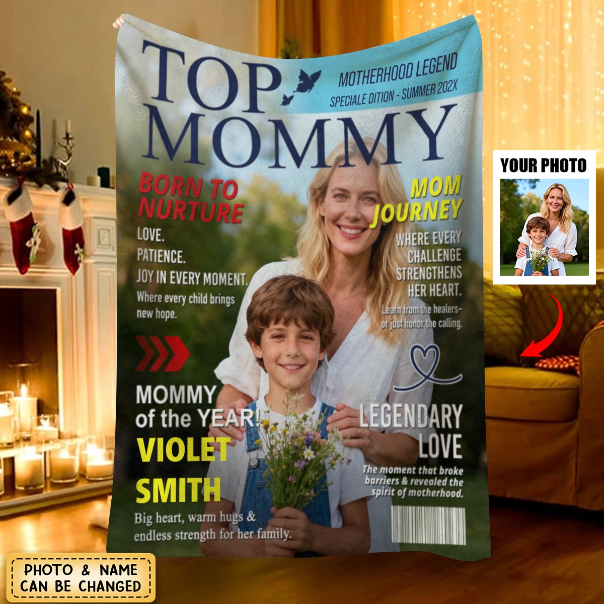 Personalized Mommy Magazine Blanket – Mom Gift, Mother’s Day Gift, Mom Birthday Gift Idea